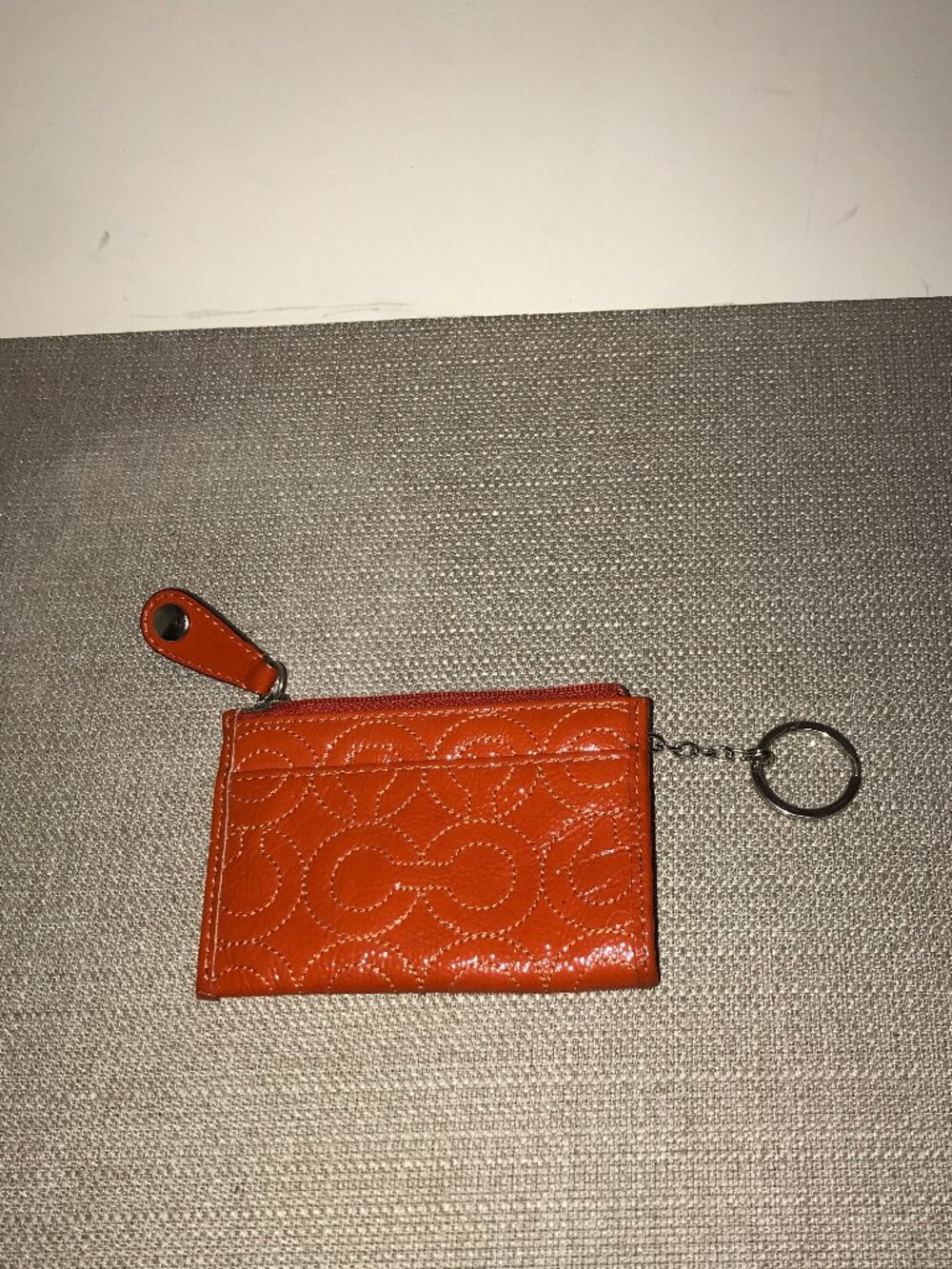 Coach Orange Patent Key Holder Wallet